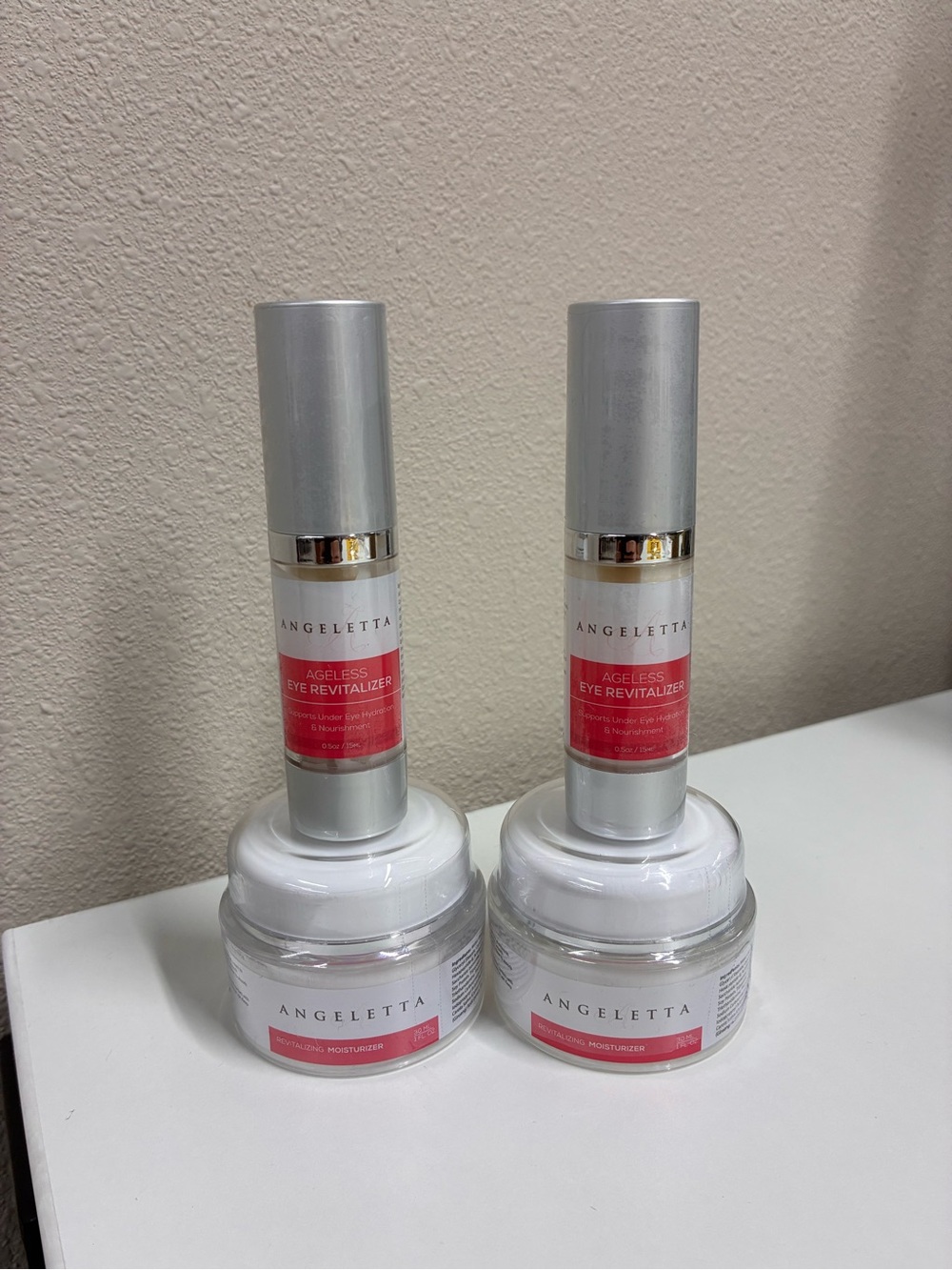 Ageless Eye Revitalizer & Moisturizer Set - White and Pink